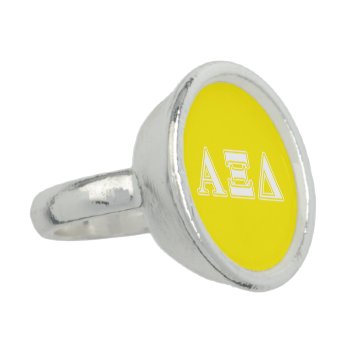 Alpha Xi Detla White And Yellow Letters Ring by AlphaXiDelta at Zazzle