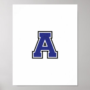 Alphabet A in Blue Color Poster