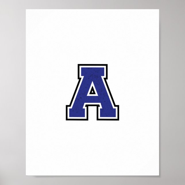 Alphabet A in Blue Color Poster (Front)
