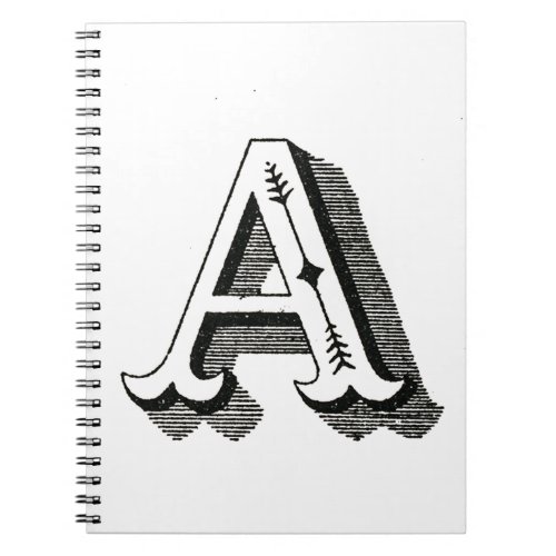 Alphabet A Ornamental Black Fonts Notebook