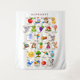Alphabet A to Z Animals and Objects Kids Tapestry