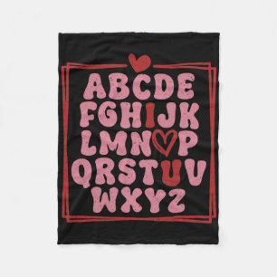 Alphabet Abc I Love You T Shirt Valentines Day Hea Fleece Blanket