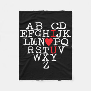 Alphabet Abc I Love You T Shirt Valentines Day Hea Fleece Blanket