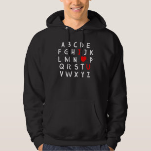 Alphabet ABC I Love You T-Shirt Valentines Day Hea Hoodie
