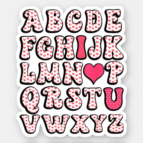 Alphabet ABC I Love You Valentines Day Heart Sticker