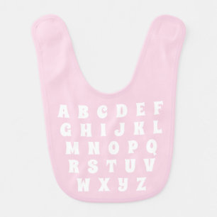 Alphabet Abc pattern pink white reversible Baby Bi Bib