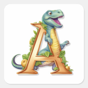 Alphabet Adventure: A for Dinosaur Square Sticker
