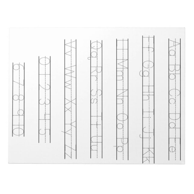 Alphabet and number tracing worksheet notepad (Front)