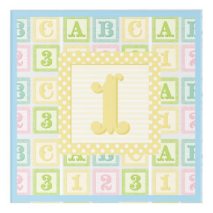 Alphabet And Numbers Pastel Blue Boy Nursery Acrylic Print
