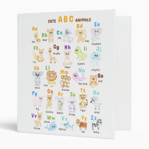 Alphabet Animal ABC Cute animals 3 Ring Binder