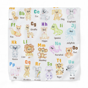 Alphabet Animal ABC Cute animals Bandana