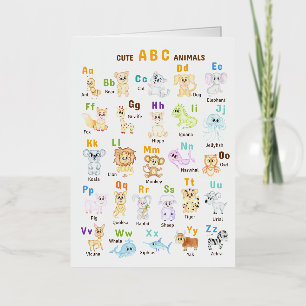 Alphabet Animal ABC Cute animals  Foil Greeting Card