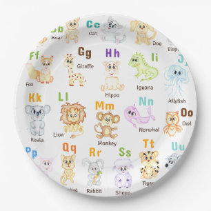 Alphabet Animal ABC Cute animals  Paper Plates
