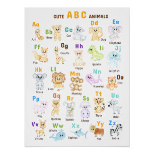 Alphabet Animal ABC Cute animals Poster
