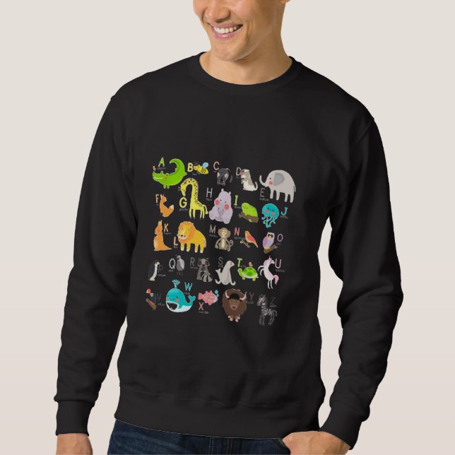 Alphabet Animal Abc Learning A-Z List For Boys And Sweatshirt (Front)