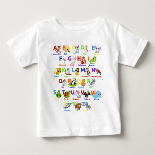Alphabet Animal ABCs Learning  Baby T_Shirt