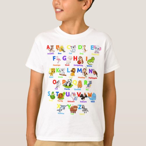 Alphabet Animal ABCs Learning Boy T_Shirt