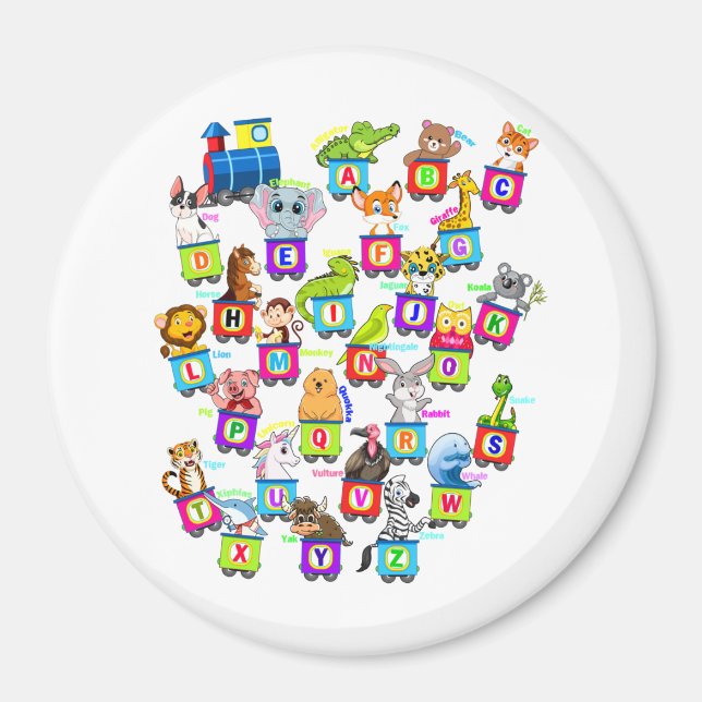 Alphabet Animal ABCs Learning Circle Magnet (Front)