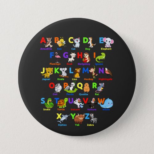 Alphabet Animal ABCs Learning Round Button