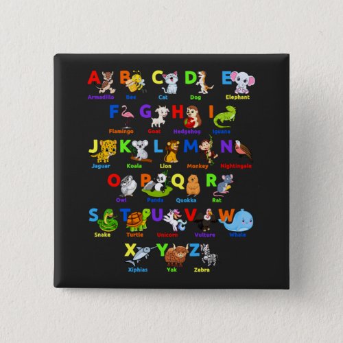 Alphabet Animal ABCs Learning Square Button