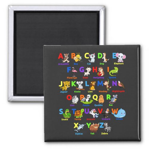 Alphabet Animal ABCs Learning Square Magnet