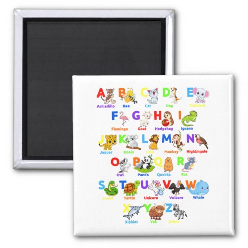 Alphabet Animal ABCs Learning Square Magnet