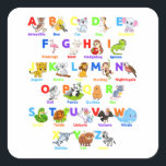 Alphabet Animal ABCs Learning Square Sticker<br><div class="desc">Alphabet Animal ABCs Learning Funny Gift Square Sticker Classic Collection.</div>