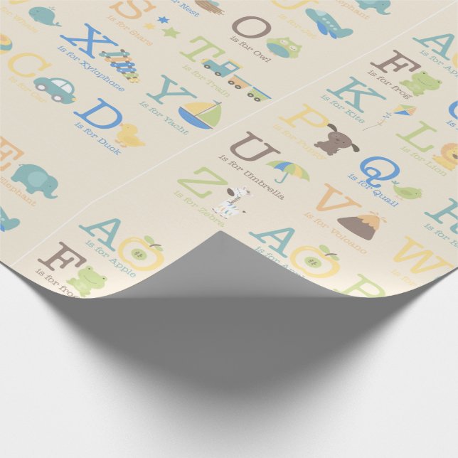Alphabet Animals Boys Birthday Cute Letters Wrapping Paper (Corner)