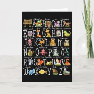 Alphabet Animals Byck To School Pre-k Kindergarten Card
