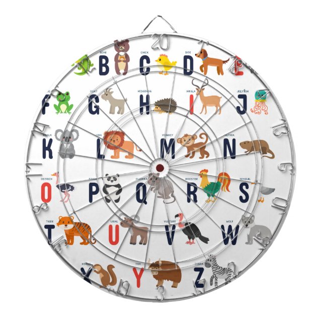Alphabet Animals - super cute! Dart Board (Front)