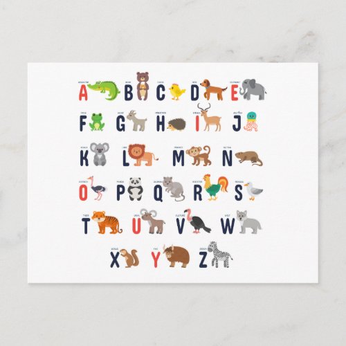 Alphabet Animals _ super cute Postcard