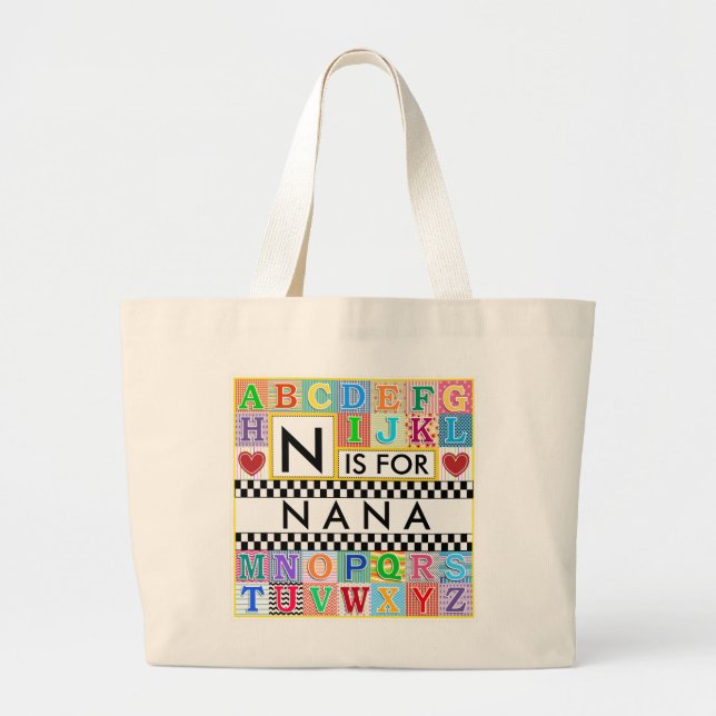 Alphabet Art Nana Large Tote Bag (Front)