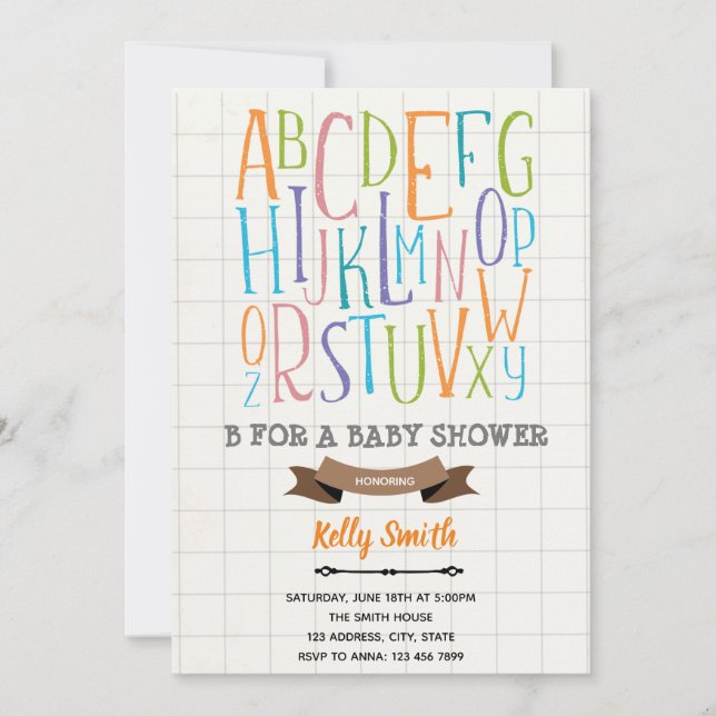 Alphabet B for baby shower theme Invitation (Front)