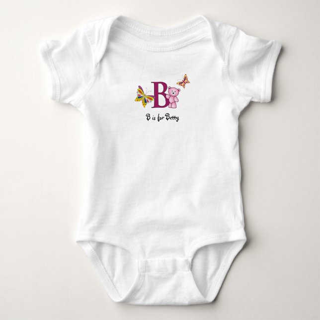 Alphabet B tee for girls - add your name (Front)