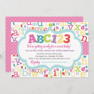 Alphabet Baby Girl Shower Invitation
