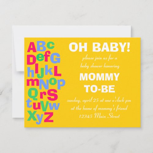 Alphabet Baby Shower Personalized Invite