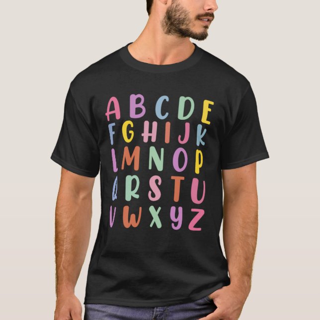 Alphabet Back To School Pre K Kindergarten Teacher T-Shirt (Front)