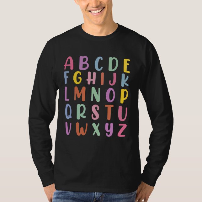 Alphabet Back To School Pre K Kindergarten Teacher T-Shirt (Front)