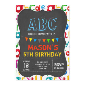 Alphabet birthday invitation