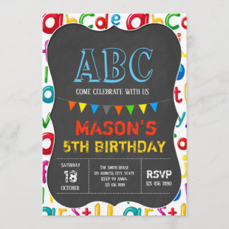 Alphabet birthday invitation