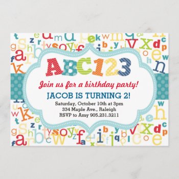 Alphabet Birthday Party Invitation by modernmaryella at Zazzle