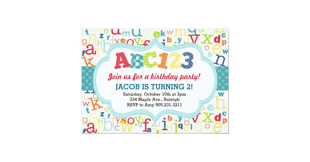 Alphabet Birthday Party Invitation | Zazzle.com