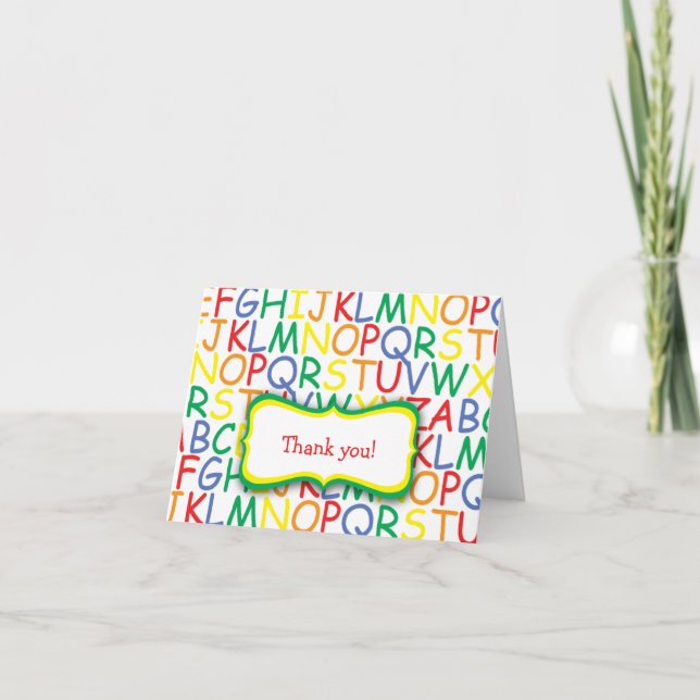 Alphabet Birthday Thank You Note / kids stationery Card (Front)