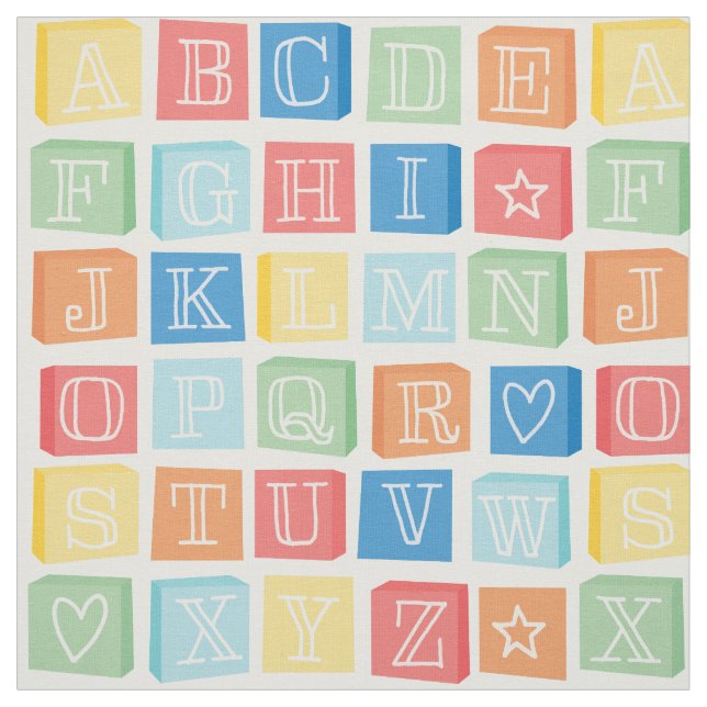Alphabet Blocks Modern Children's Colorful Fabric (Swatch)