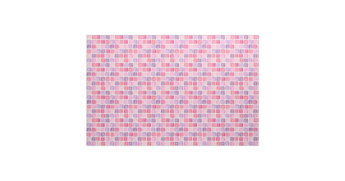 Alphabet Blocks Modern Children's Pink Fabric | Zazzle