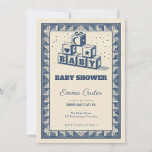 Alphabet Blocks Quilt Baby Shower Invitation