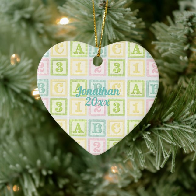Alphabet Boy Girl Keepsake Personalized Name Ceramic Ornament (Tree)