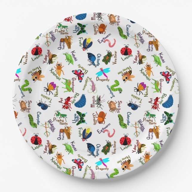 Alphabet Bugs Paper Plates (Front)