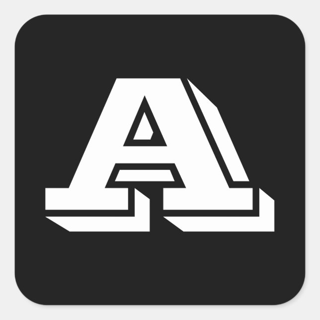 Alphabet by Janz Capital Letter A Black Square Sticker (Front)