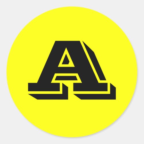 Alphabet by Janz Capital Letter A Yellow Classic Round Sticker